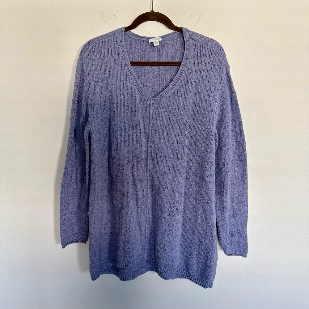 Women’s Pure J Jill Lilac Purple Knit Pullover V Neck Sweater Large Longline